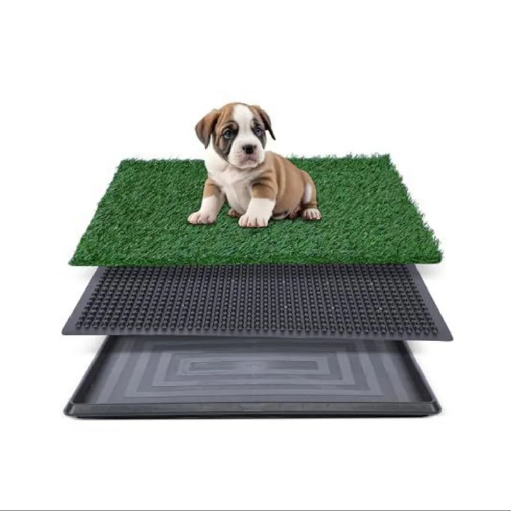 Artificial Grass for Dog Potty with Tray - Black and Green